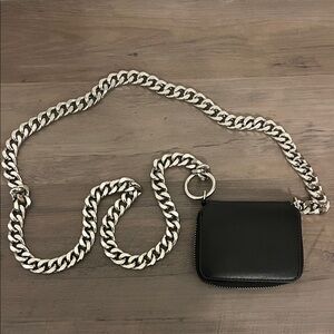 Black Crossbody Bag with Silver Chain